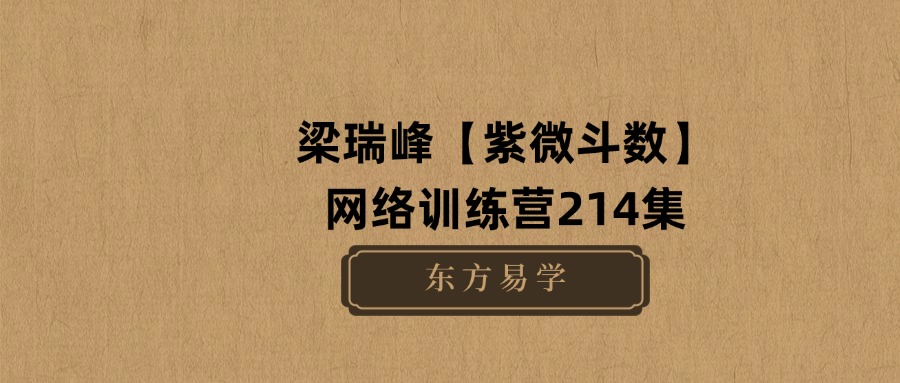 梁瑞峰【紫微斗数】网络训练营214集（东方易学）