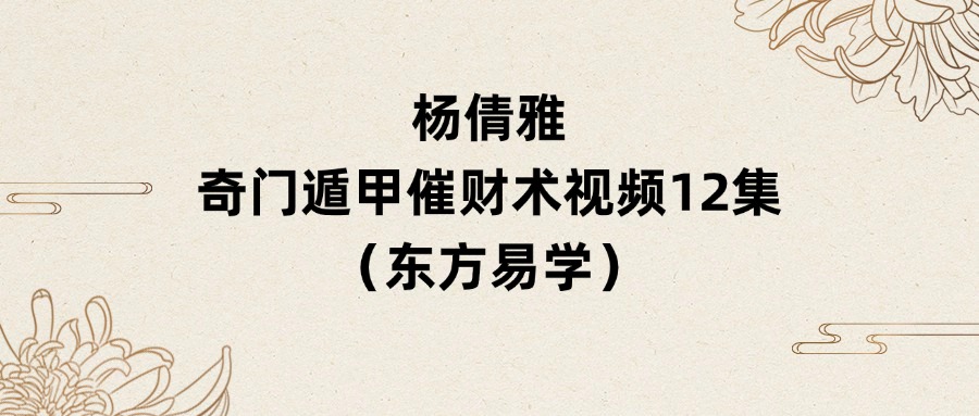 抱猫杨倩雅奇门遁甲催财术 视频12集 （东方易学）
