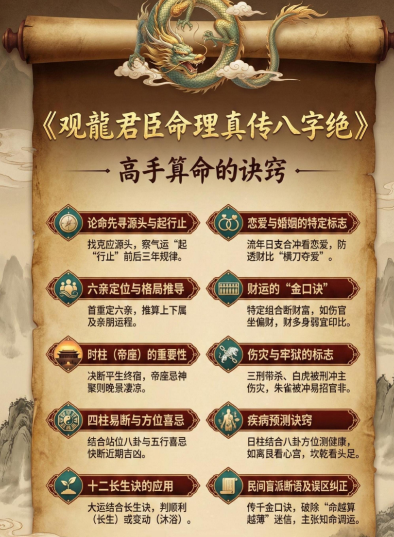 观龙 君臣命理真传八字绝-高手算命的诀窍pdf 193页（东方易学）